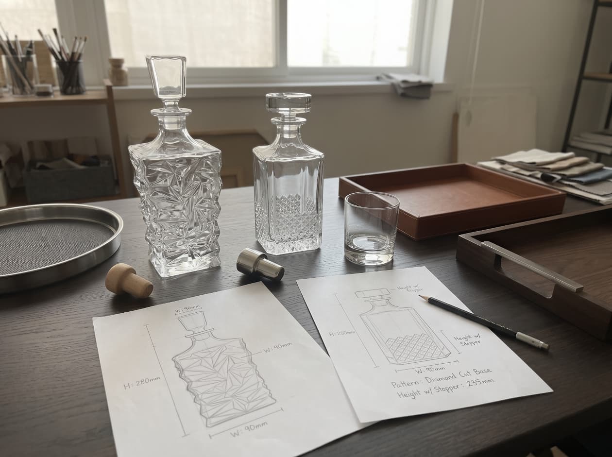 Glass decanter detail shot