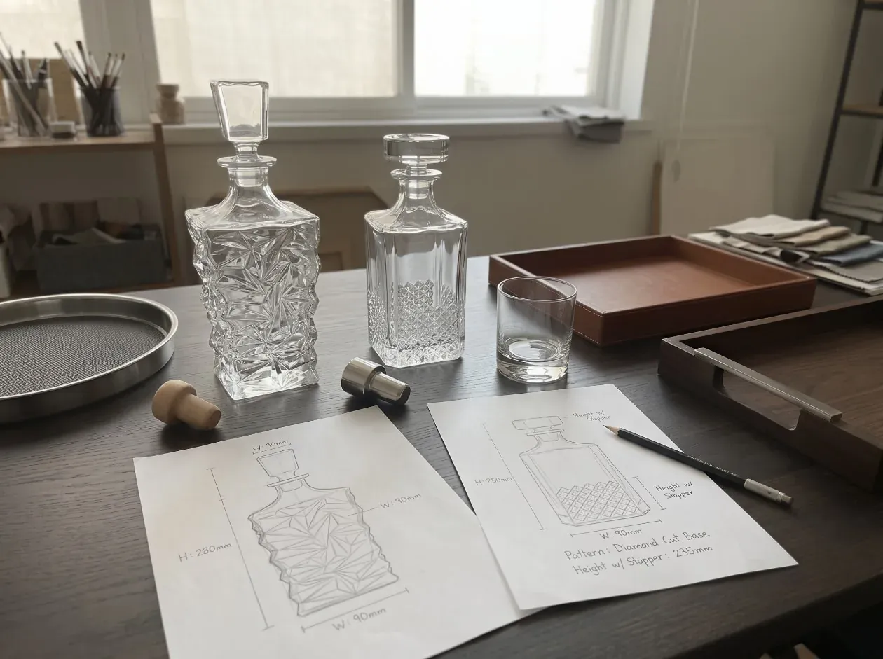 Glass decanter detail shot