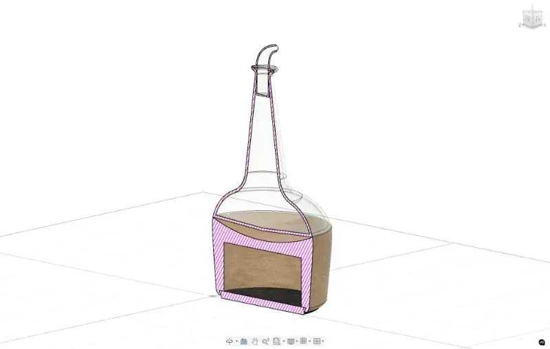 CAD concept cross-section developed after a distillery visit that inspired the pot still diffuser form CAD concept cross-section developed after a distillery visit that inspired the pot still diffuser form